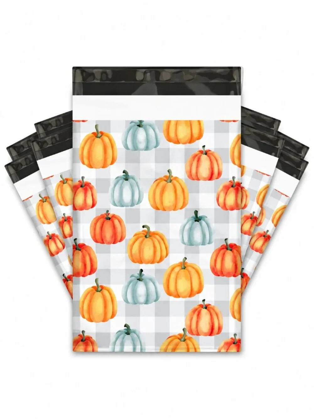 25 10x13 Poly Mailers Pumpkins Fall Harvest Shipping Envelopes Self Seal Bags